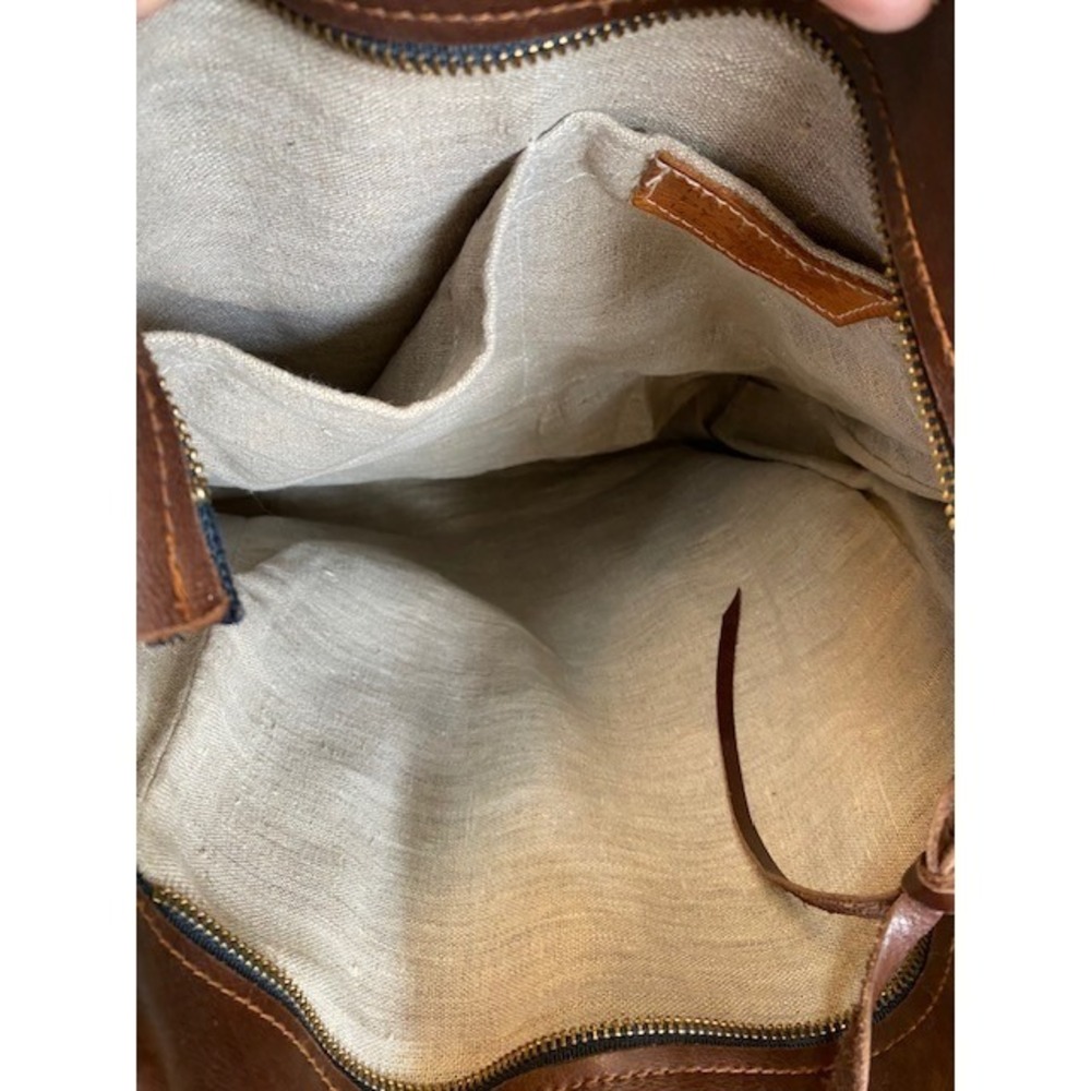 Handmade by Elke‎ Boulder CO Brown Leather Tassel Tote Bag Zippered Shopper - Picture 9 of 16